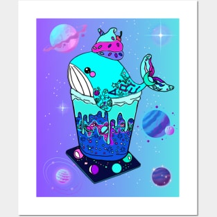 Galaxy Frappe Whale (purple/blue) Posters and Art